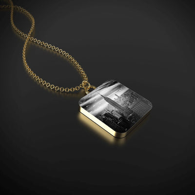 New York Manhattan Skyline B&W - My Italian Treasure Pendant