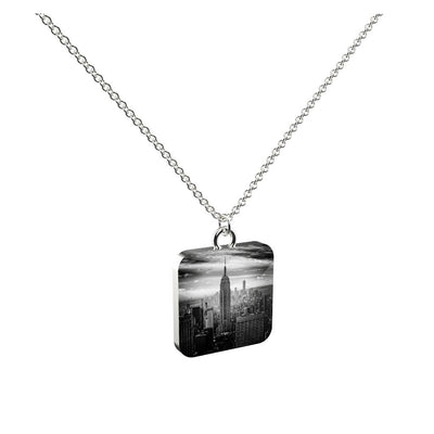 New York Manhattan Skyline B&W - My Italian Treasure Pendant